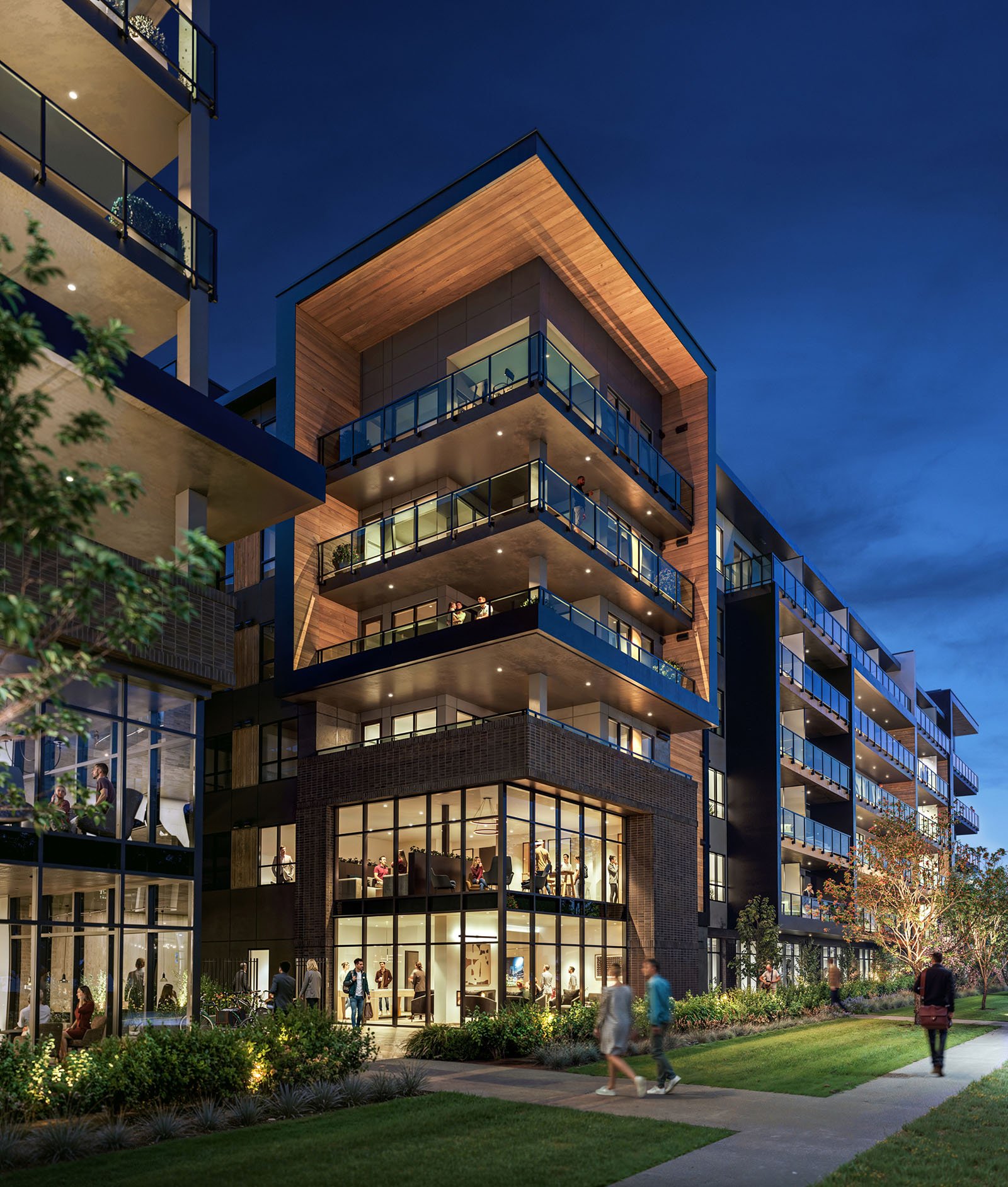 SCOTT +77 residential development in Delta, BC at dusk — RealCo Properties